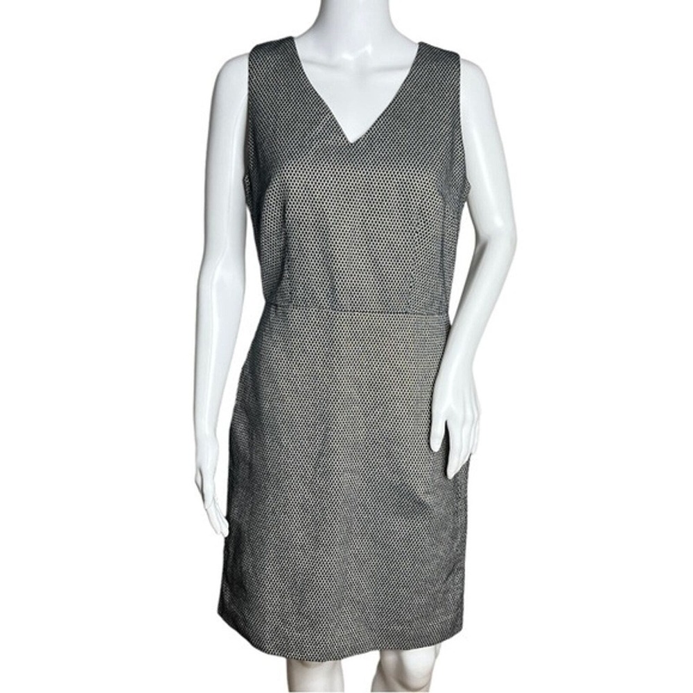 Banana‎ Republic Dress Womens 4 Black Silver Geometric Metallic Print Preppy